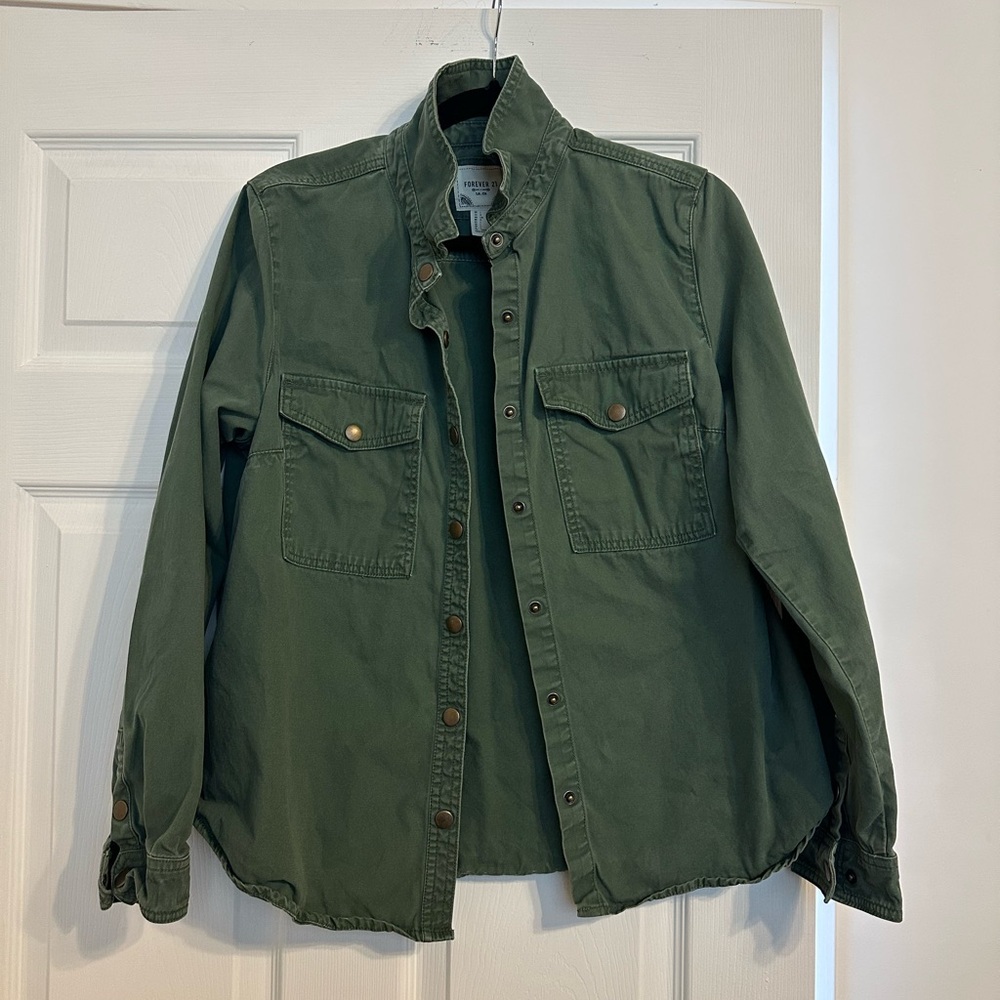 Forever 21 Olive Button-Up Jacket